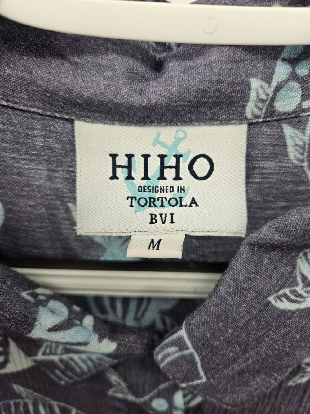 HIHO Vicky Fish Print Button Down Shirt Blue Gray Women's Size M Summer Vacation - Picture 7 of 11